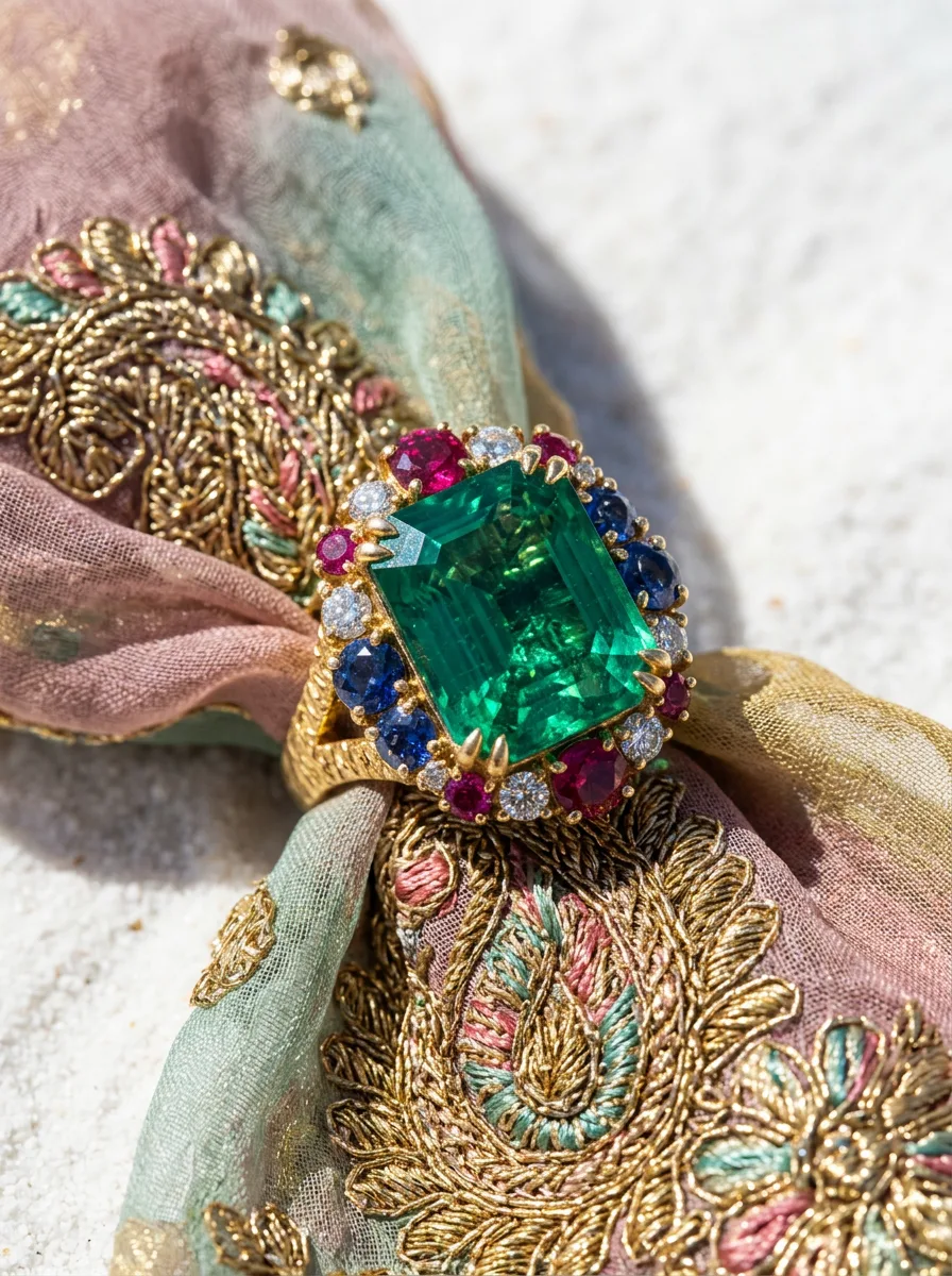 Embroidery And Gem — Ring