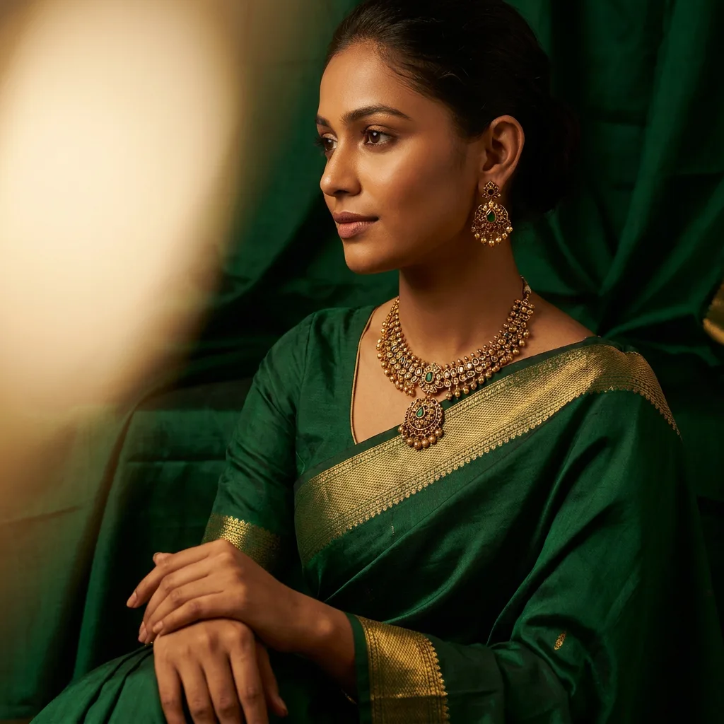 Emerald Silk Neck Portrait — Necklace Emerald Silk Neck Portrait — Necklace