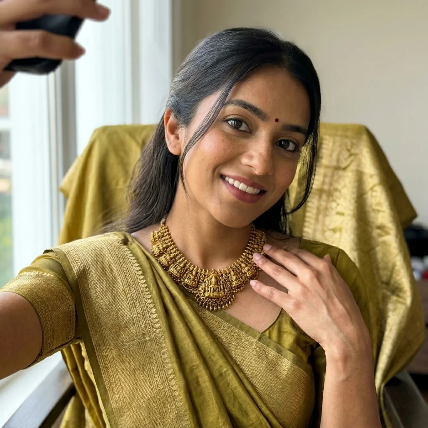 Sari Drape Getting Ready — Necklace Sari Drape Getting Ready — Necklace