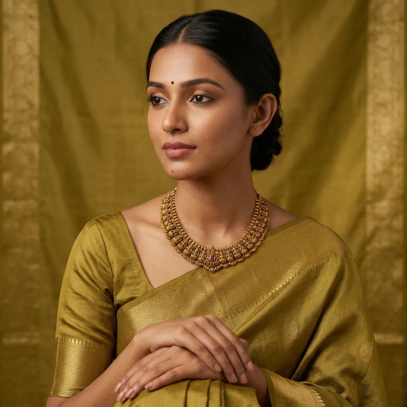 Silk Drape Neck Portrait — Necklace Silk Drape Neck Portrait — Necklace