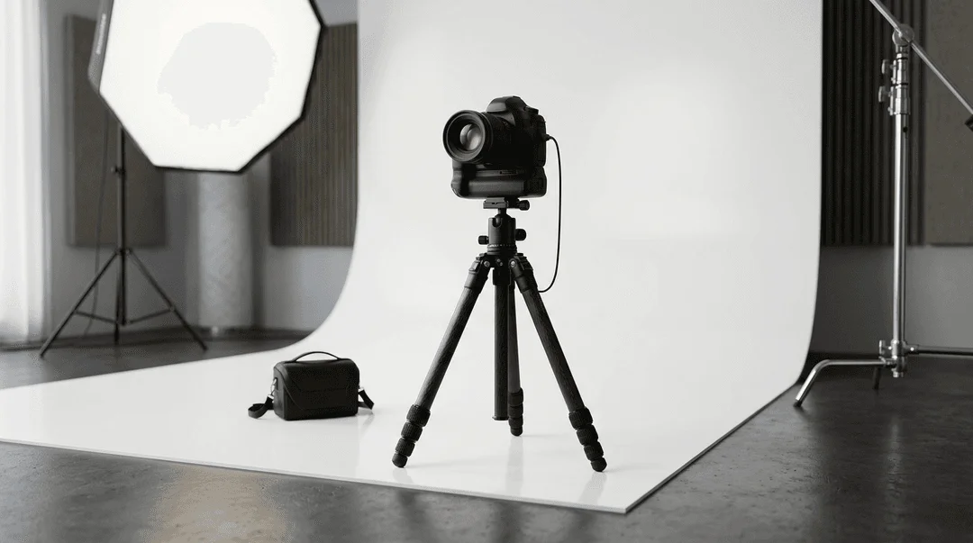UGC photo of a small studio table setup with foam core boards and a window background