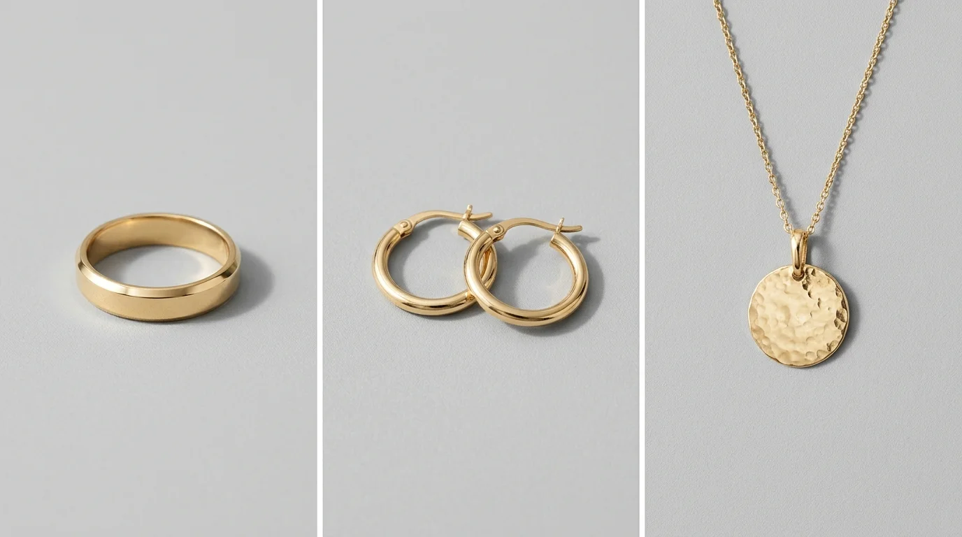 Consistent grid of elegant jewelry items with matching background colors