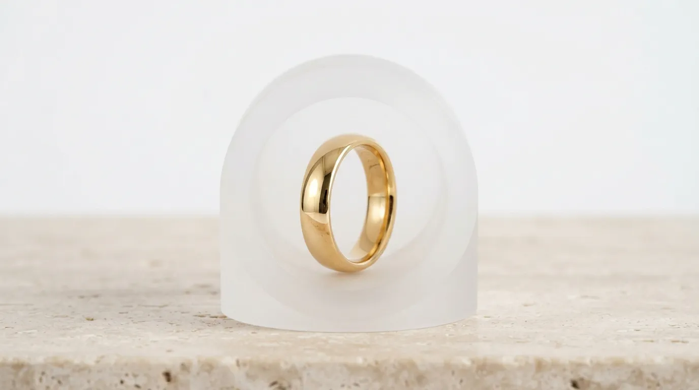 UGC photo showing a gold wedding band inside a light-diffusing cylinder