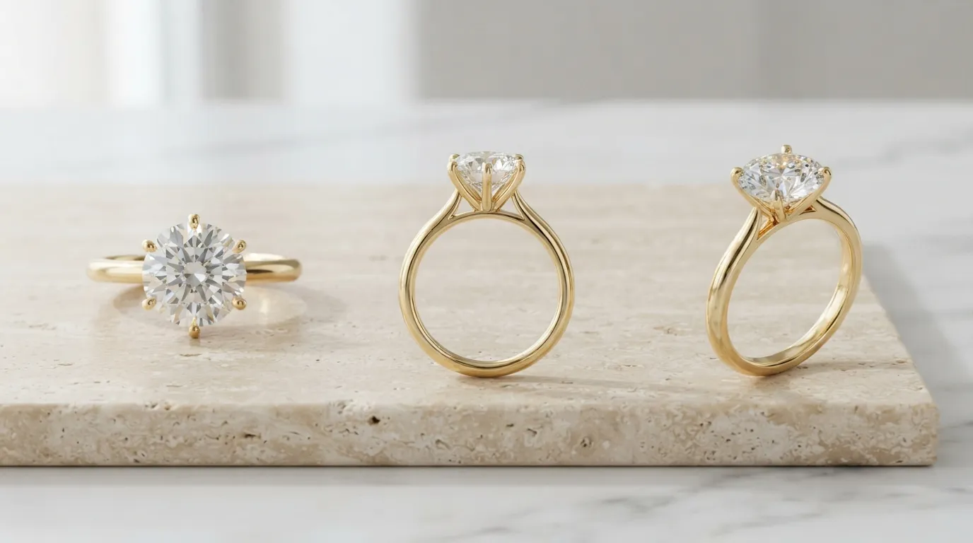 UGC photo showing a ring from three angles: top-down, side-profile, and 45-degree angle