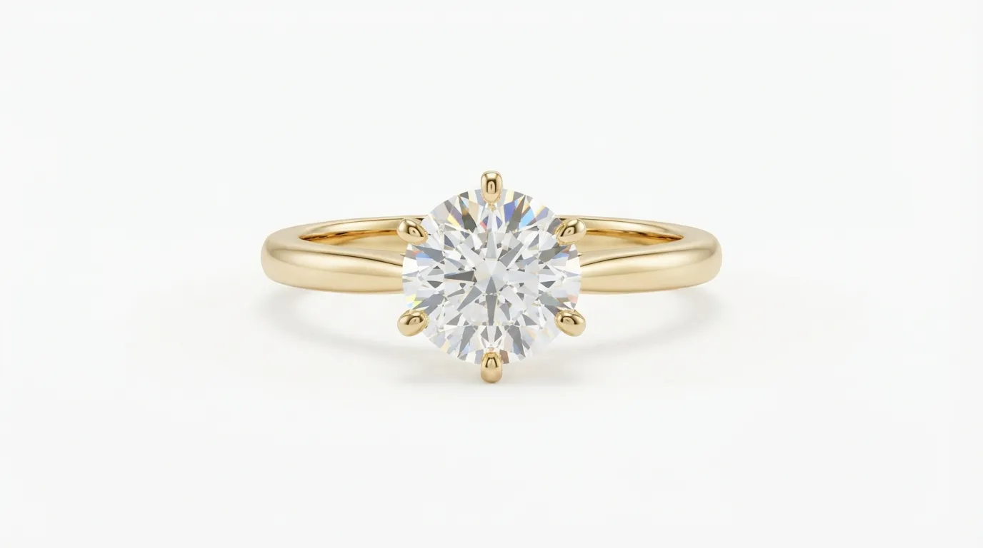 A gold diamond ring isolated perfectly on a pure white background
