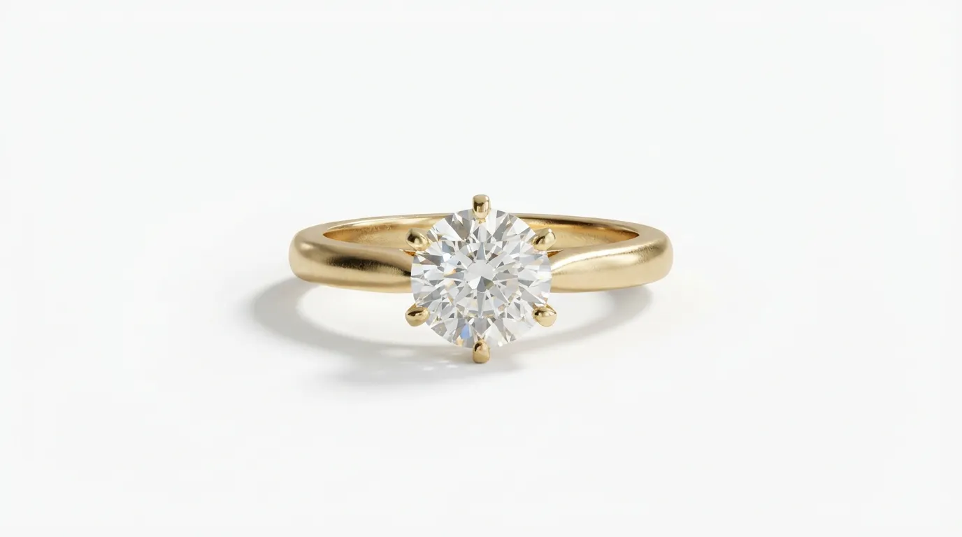 Gold ring casting a realistic, soft drop shadow on a clean white surface