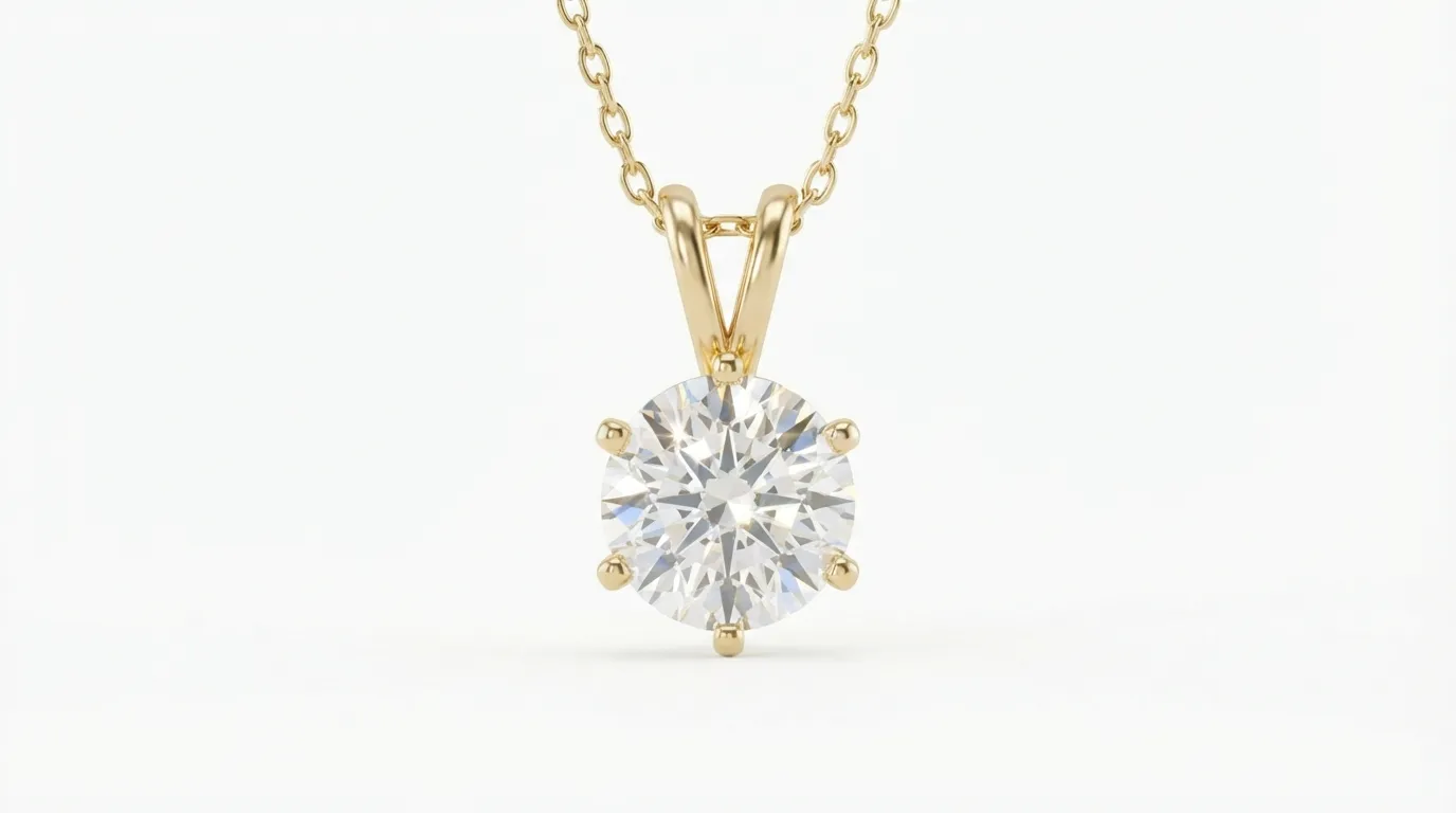 Gold diamond pendant isolated perfectly on pure white RGB 255 background