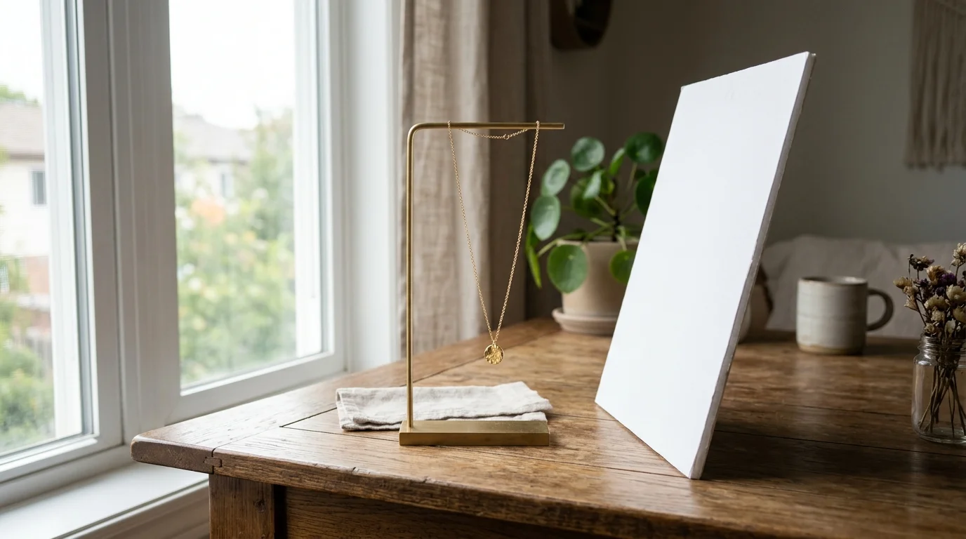 Macro photography setup next to a large window with diffuse lighting