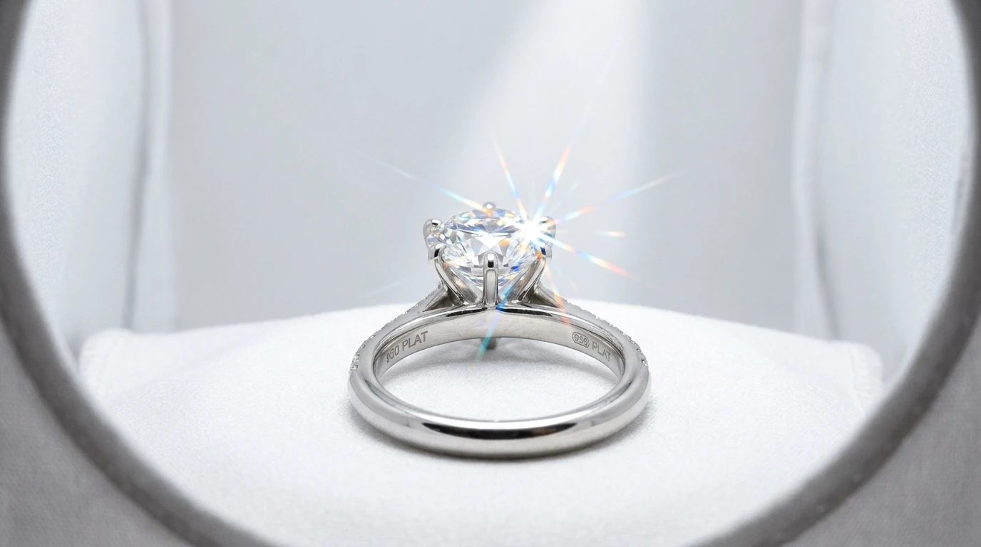 Sparkling diamond ring inside a white light diffusion tent