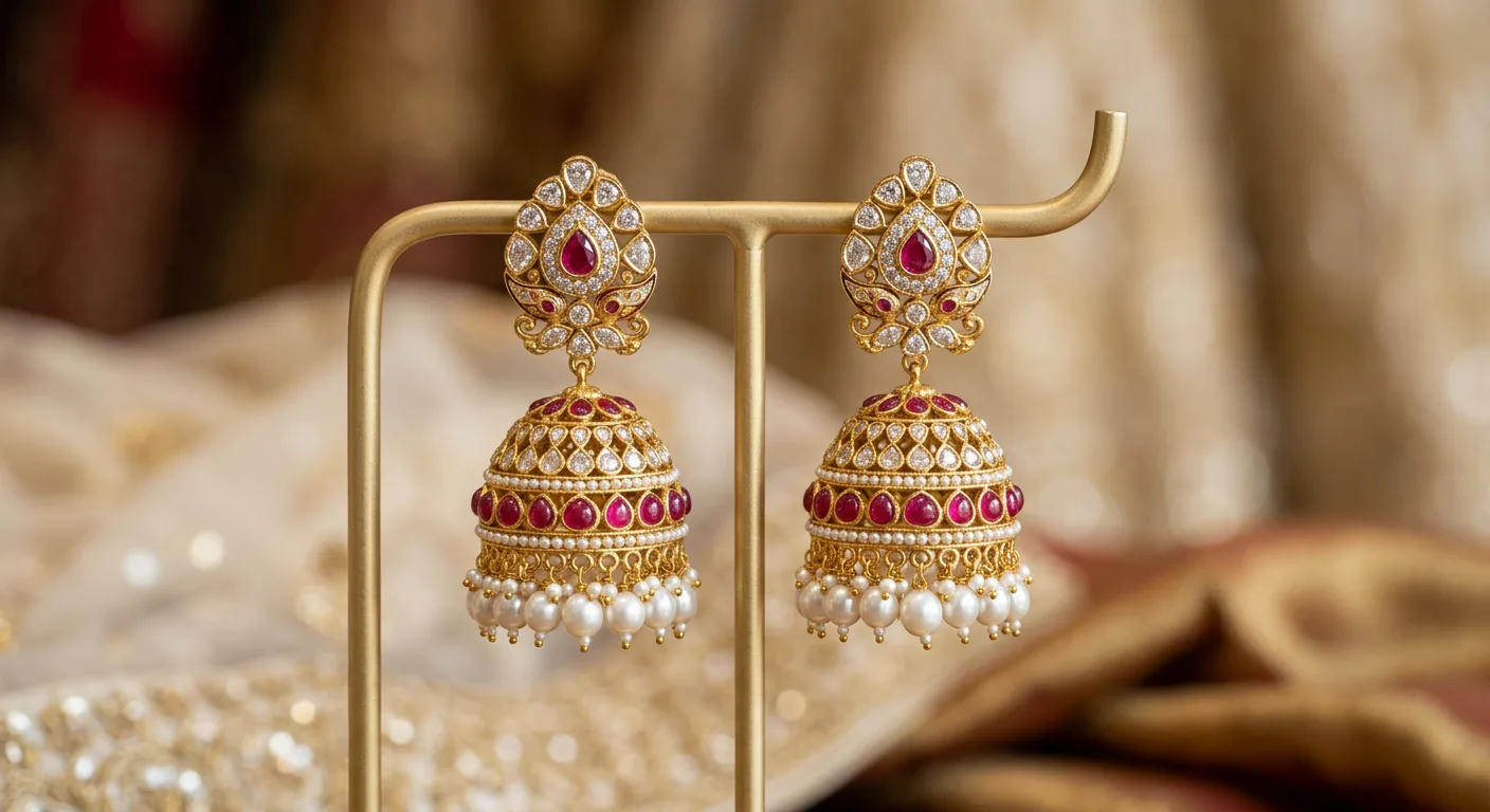 Jhumka and Jadau Earring Photography for Wedding-Season Catalogs