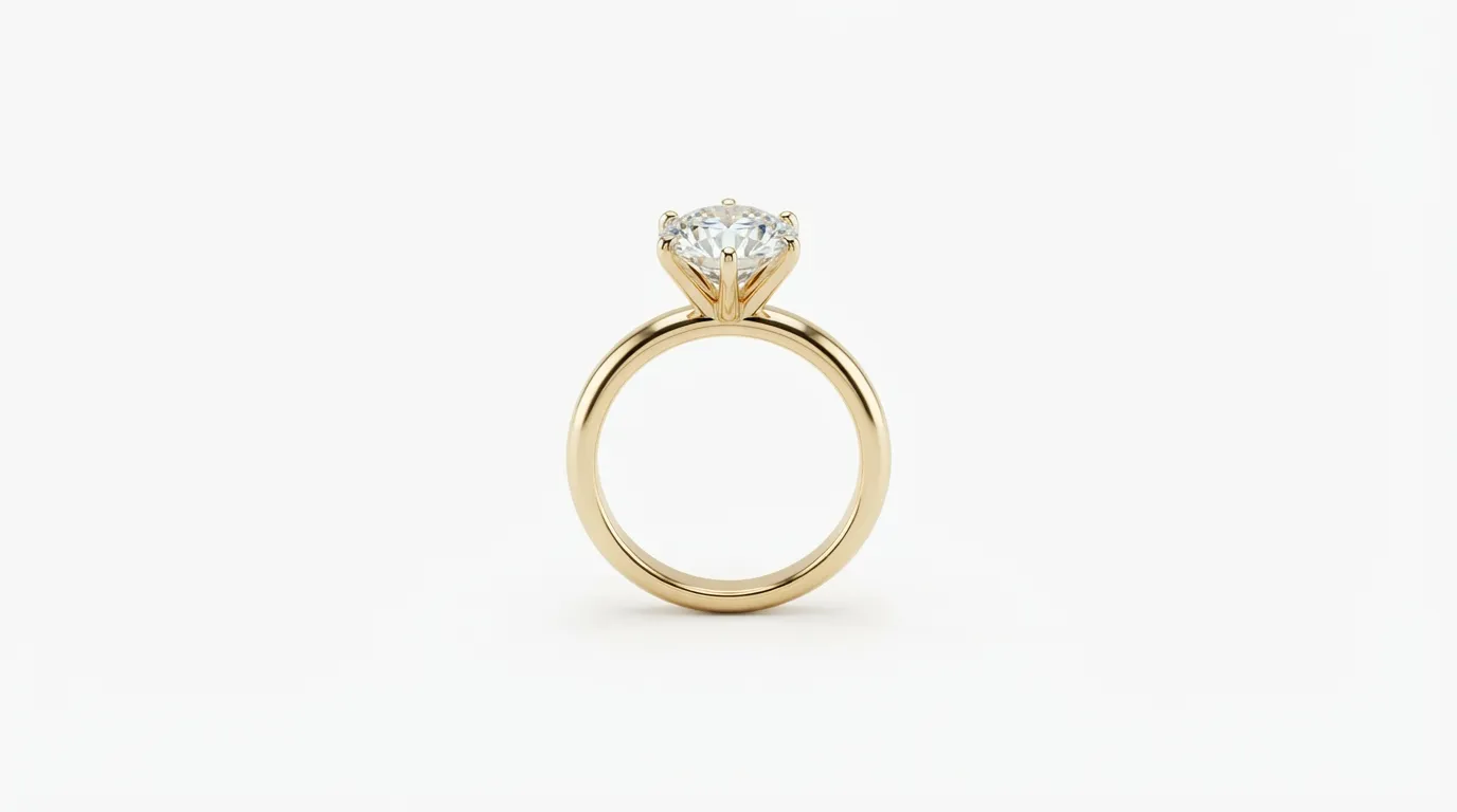 A gold diamond ring isolated perfectly on a mathematically pure white background